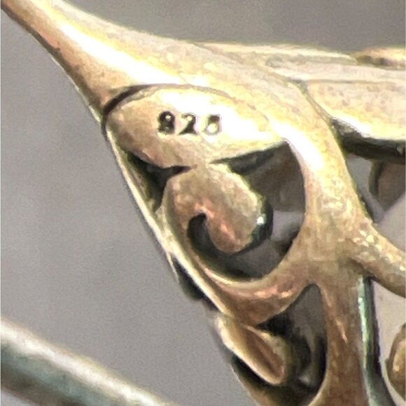 Vtg Sterling Silver Rose Quartz Drop Earrings 925 Filigree Teardrop Dangles Boho - Picture 3 of 11